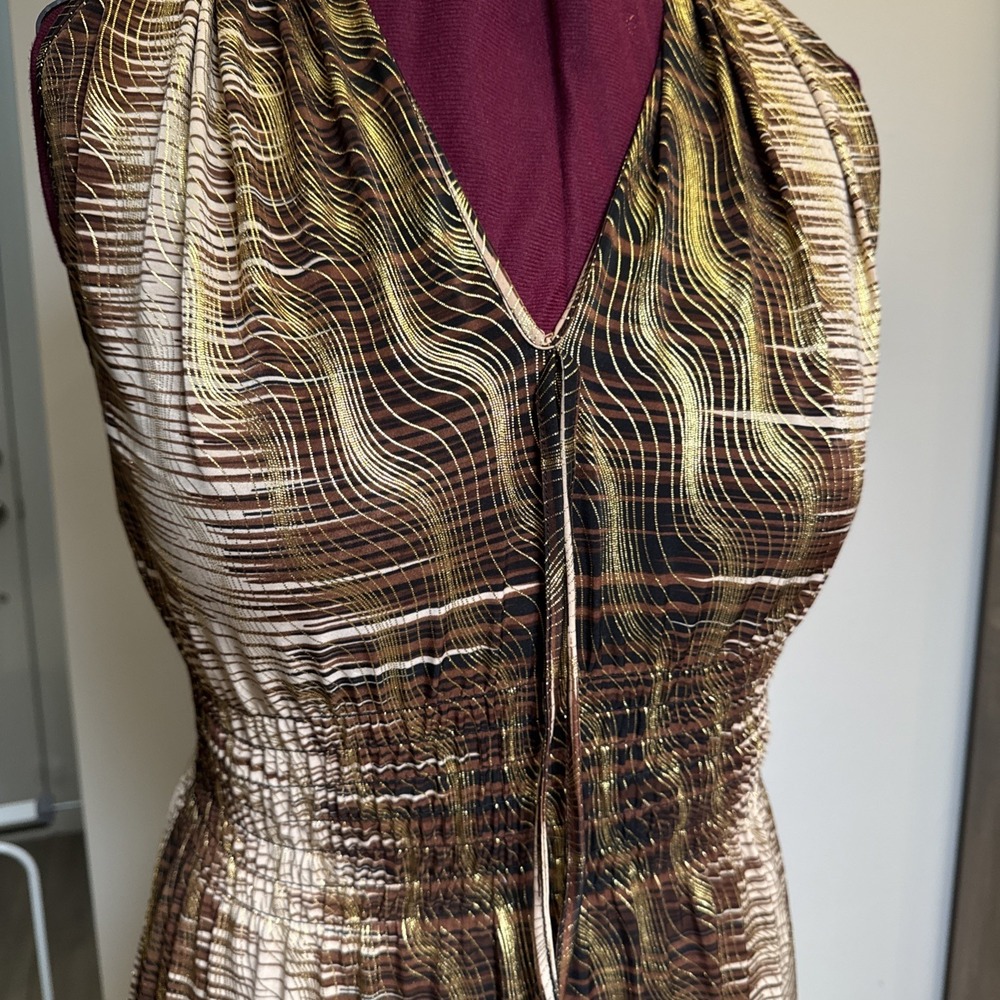 NWT Seven Islands Sleeveless maxi dress Womens S Brown Gold Animal Print Resort - Picture 3 of 16